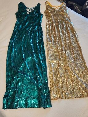 Bundle Of 2 Vintage Adrianna Papell Evening Gowns Sequined Size 6